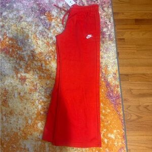 Nike  Red Fleece Joggers with White Swoosh